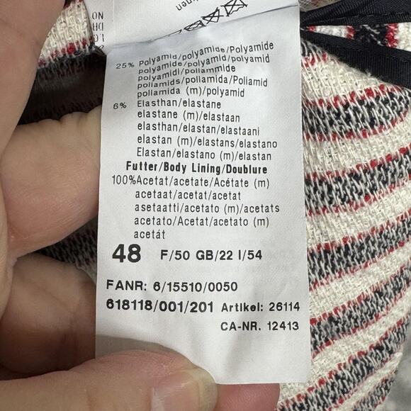 Basler Jacket Womens 18 Navy Red White Striped Zip Front Pockets Blazer Nautical - Picture 9 of 12